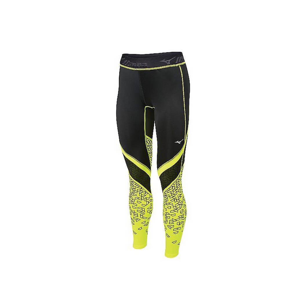 Mallas Mizuno Impulse Printed Mujer Negras/Amarillo Comprar JZFR-13549